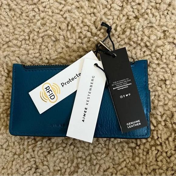 NWT Aimee Kestenberg Leather Zip Wallet, Sapphire - Picture 2 of 4